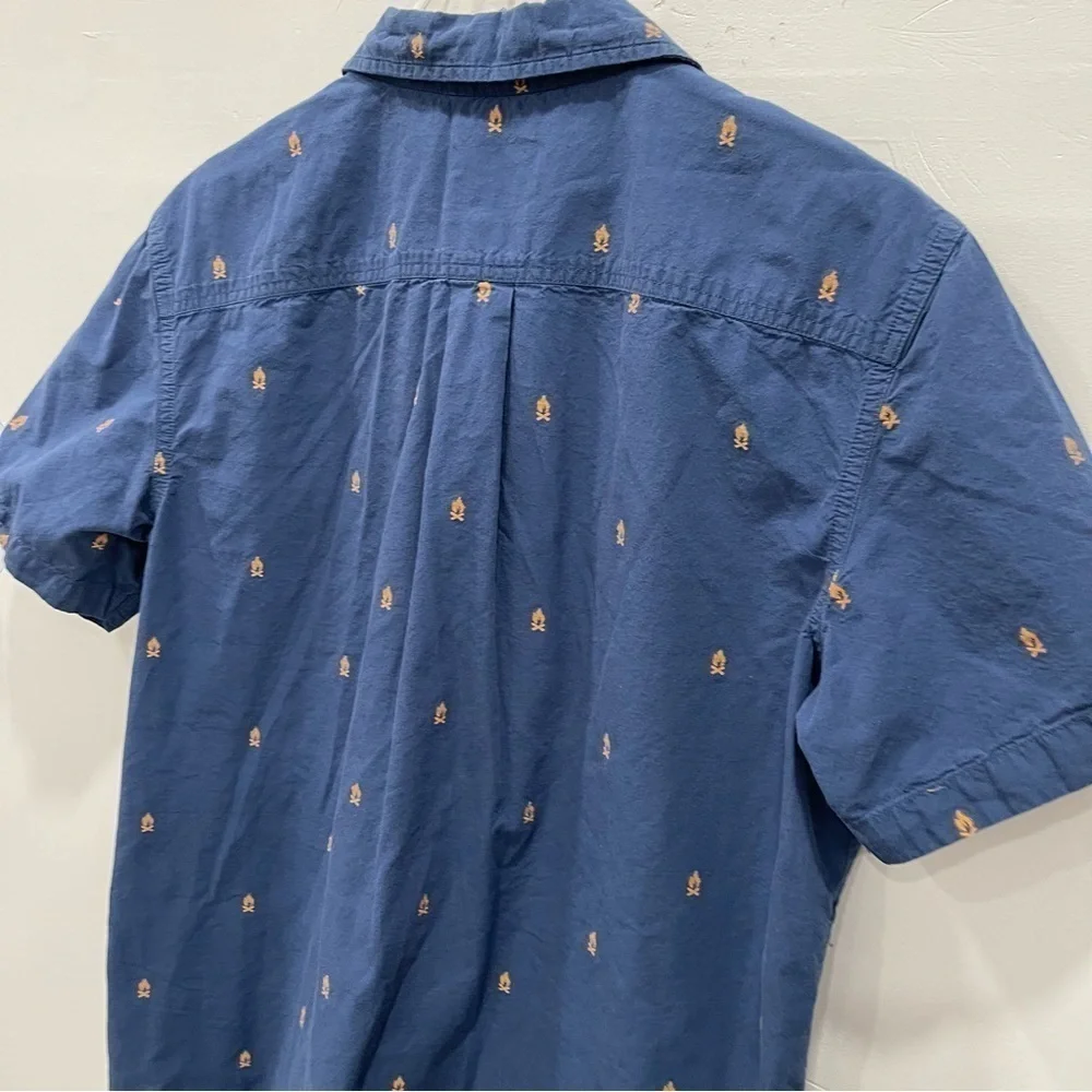 The North Face Short Sleeve Button Down Shirt Blue Men’s Large Bonfire Campfire
